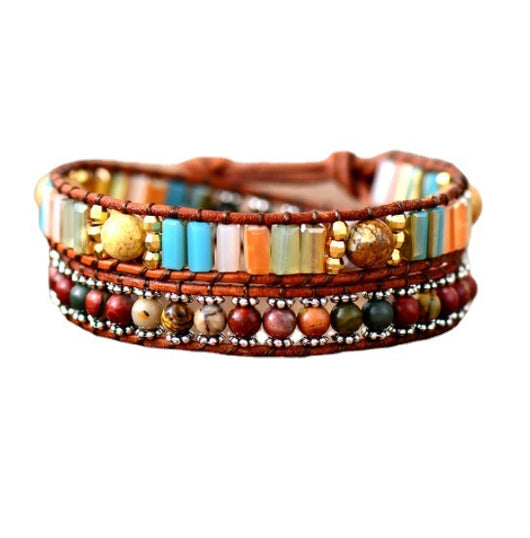 Pulsera Vintage de Cristal con Doble Vuelta en Cuero - Image 8