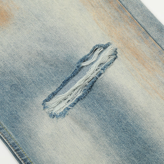 Jeans Rotos con Teñido Tie-Dye Estilo Americano para Hombre - Image 4