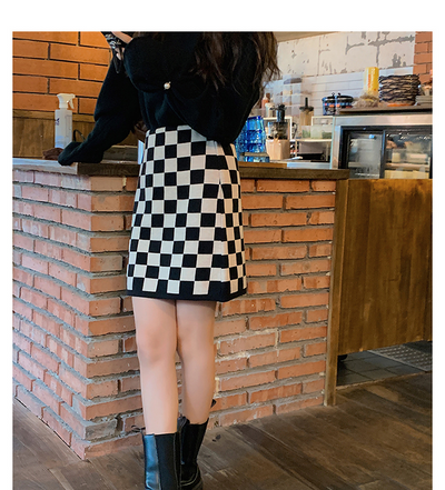 Falda Tejida Cintura Alta Ajustada Línea A para Primavera y Otoño - Image 8