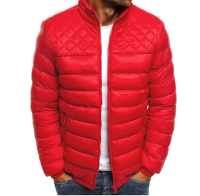 Abrigo de Invierno para Hombre con Diseño de Costura Rombo y Cuello de Pie - Image 15