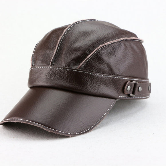 Gorra de Béisbol Unisex Cuero Genuino Estilo Coreano para Otoño e Invierno