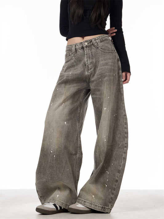 Pantalones Vaqueros Retro Splash Ink Machete para Pareja - Image 2