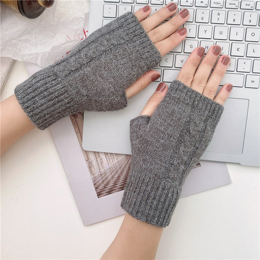 Guantes de Lana Tejida Dedos Abiertos Cortos - Image 13