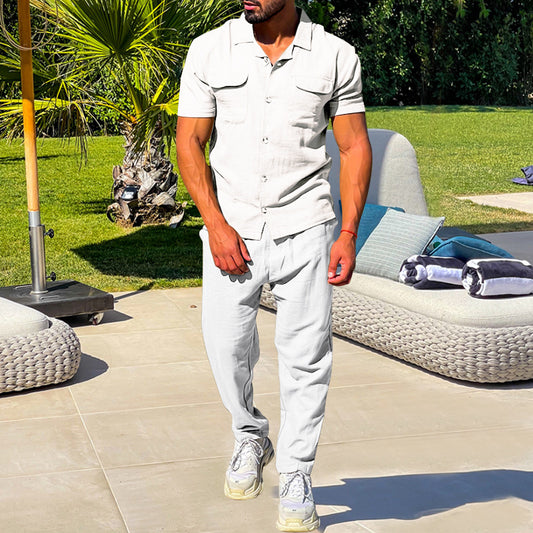 Conjunto Veraniego para Hombre: Camisa Suelta + Pantalón Casual