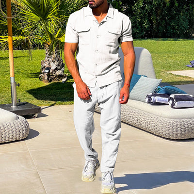Conjunto Veraniego para Hombre: Camisa Suelta + Pantalón Casual