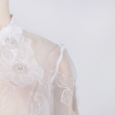 Camisa Polo de Diseño con Bordado 3D, Lentejuelas y Flores Volumétricas - Image 10