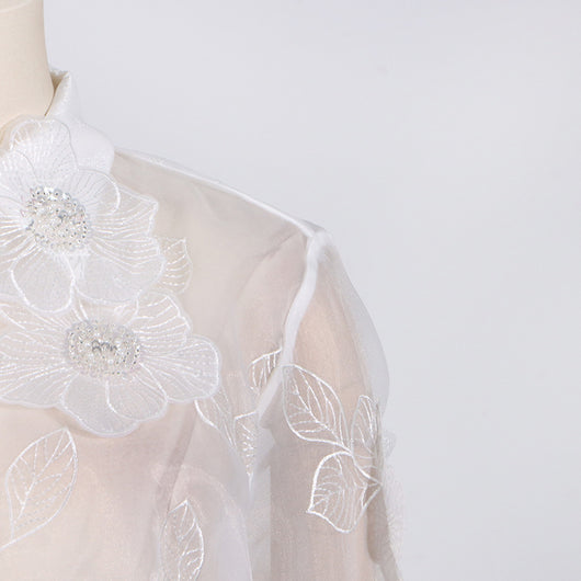 Camisa Polo de Diseño con Bordado 3D, Lentejuelas y Flores Volumétricas - Image 10
