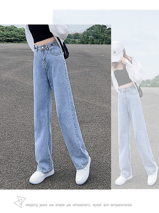 Pantalones Vaqueros Talle Alto Cintura Ajustable Corte Recto Holgado - Image 15