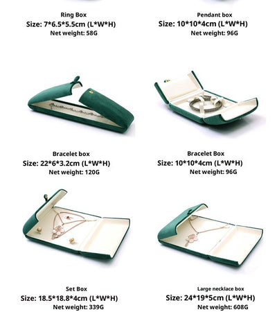 Caja de Anillos Doble con Flanela Verde Oscuro Ultra Suave - Image 17