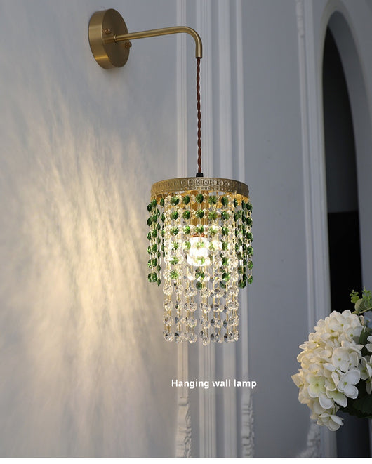 Lámpara de Mesita Retro Verde Glaciar con Cristal Decorativo - Image 13