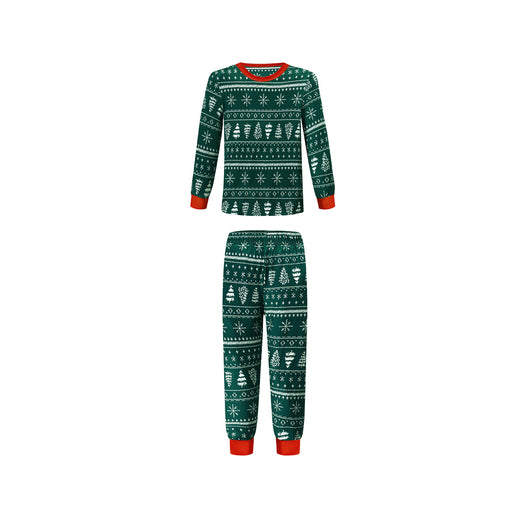 Red and white Christmas print one-piece pajama suit with moose, snowflake, and Christmas tree patterns. - Image 18