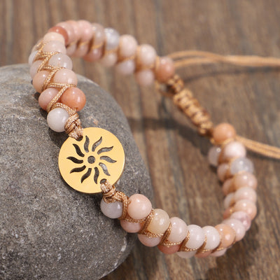 Pulsera de Meditación Doble Capa con Piedras Naturales Tejidas a Mano