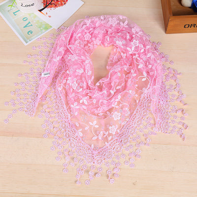 Pañuelo de Seda con Encaje y Flecos Creativos para Mujer - Image 40