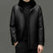 Chaqueta de Cuero para Hombre con Forro de Cashmira y Visón Desmontable