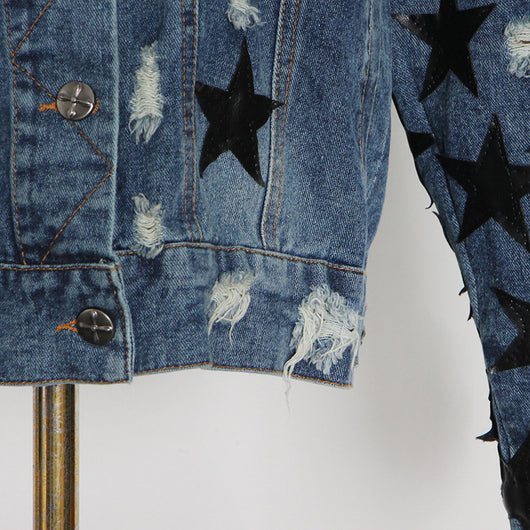 Chaqueta Denim Desgarrada con Solapa Estrella para Mujer - Image 11