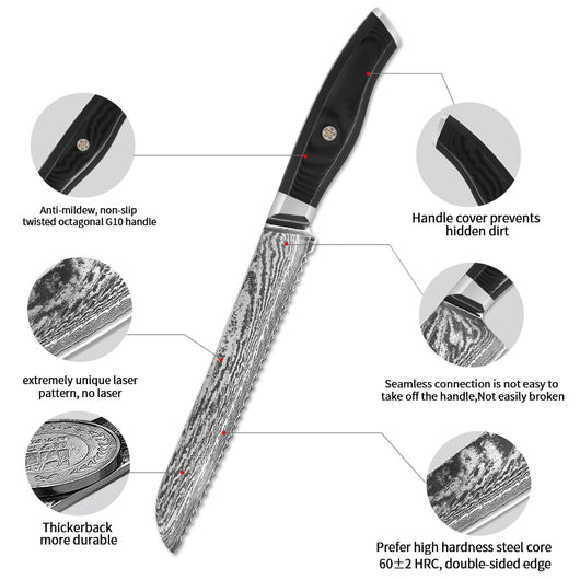 Cuchillo para Pan Damasco - Hoja Profesional de Corte Perfecto - Image 4