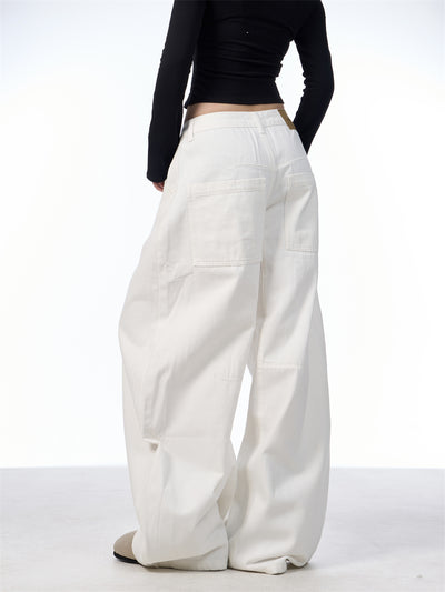 Pantalón Blanco Ancho de Pierna Recta Casual y Suelto - Image 15