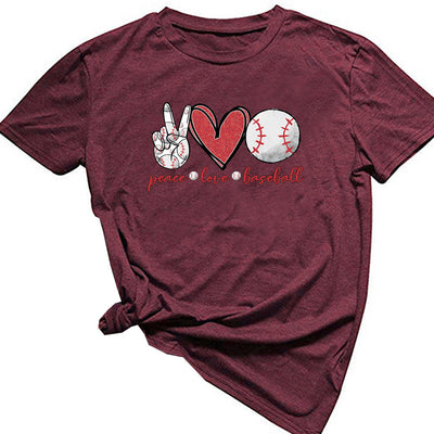 Playera Mujer Manga Corta Peace Love Alfabeto Béisbol - Image 8