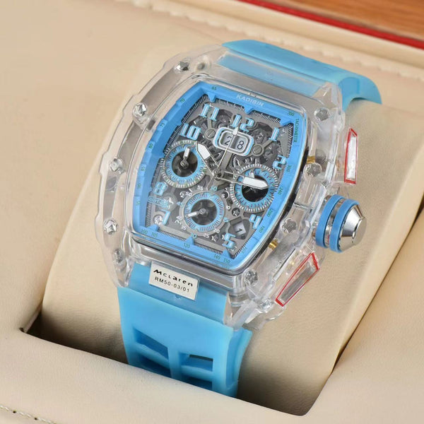 Reloj de Cuarzo con Seis Agujas y Esfera Transparente
