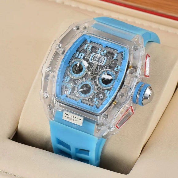 Reloj de Cuarzo con Seis Agujas y Esfera Transparente