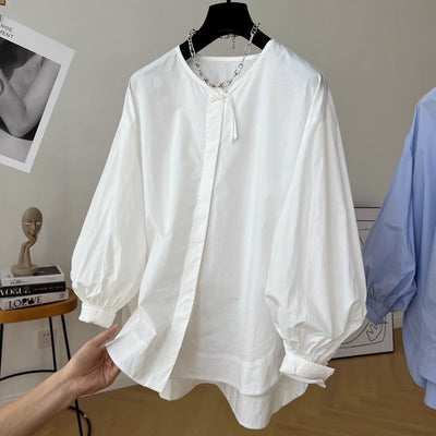 Blusa Suelta con Mangas Plisadas y Detalle de Borlas - Image 3
