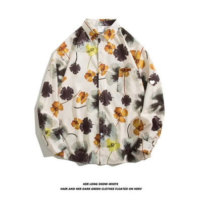 Camisa Retro Holgada Estilo Hong Kong con Estampado de Manga Larga para Hombre - Image 7