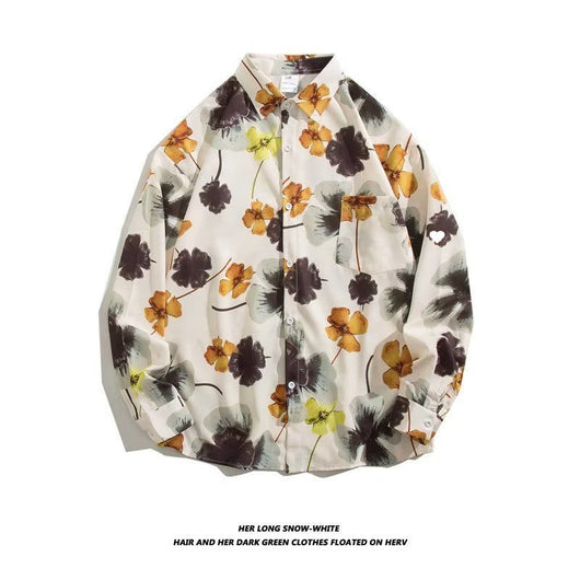 Camisa Retro Holgada Estilo Hong Kong con Estampado de Manga Larga para Hombre - Image 7