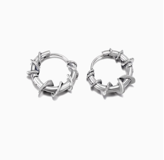 Aretes de Plata Esterlina S925 con Diseño de Espinas Retorcidas - Estilo Hip Hop Masculino - Image 12