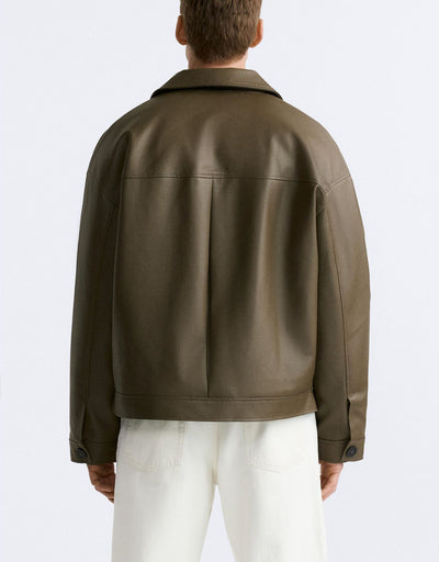 Chaqueta de Cuero Sintético Cuadrada para Hombre - Image 16