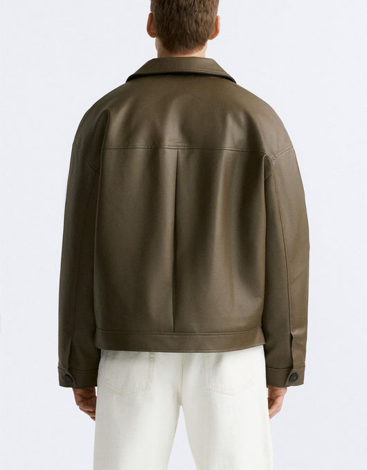 Chaqueta de Cuero Sintético Cuadrada para Hombre - Image 16