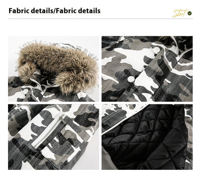 Chaqueta Acolchada de Algodón con Cuello de Pelaje y Diseño Camuflaje Retro - Image 10