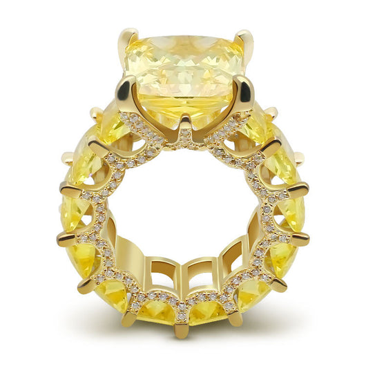 Anillo Octagonal de Plata 925 Amarillo Elegante