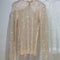 Blusa Transparente de Manga Larga con Cristales y Diamantes Brillantes