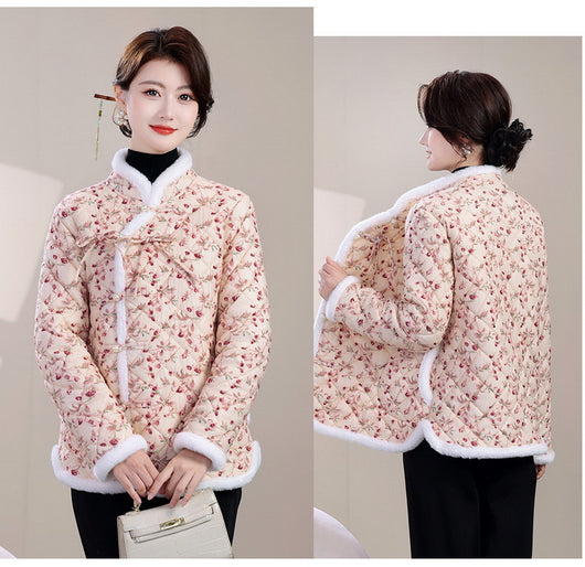 Chaqueta de Algodón Estilo Oriental con Cierre Diagonal e Impreso Floral - Image 18