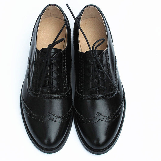 Zapatos Planos de Cuero Estilo Británico con Punta Afilada para Mujer - Image 20