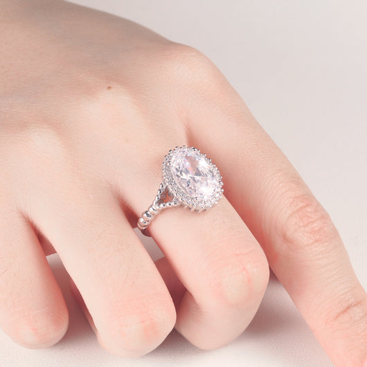 Anillo Oval de Circón Brillante Incrustado - Talla Grande - Image 8