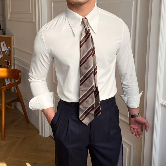 Camisa Ejecutiva Slim Fit Cuello Italiano para Hombre