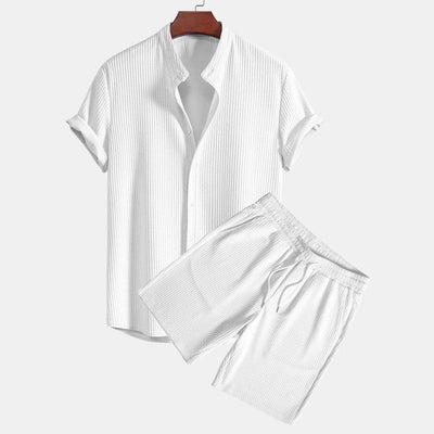 Conjunto de Playa Hombre Dos Piezas - Shorts y Camiseta Rayas Multicolor - Image 4
