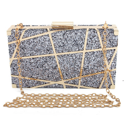 Bolso Cuadrado Pequeño con Cadena Hueca y Brillo para Mujer - Image 6
