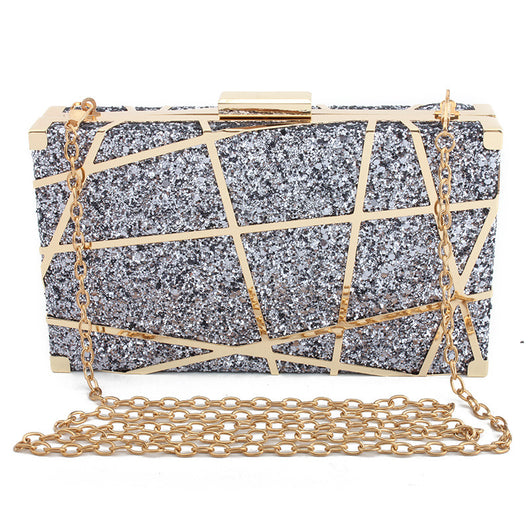 Bolso Cuadrado Pequeño con Cadena Hueca y Brillo para Mujer - Image 6