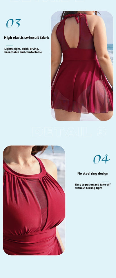 Traje de Baño Enterizo Cuello Redondo con Encaje para Mujer - Image 8