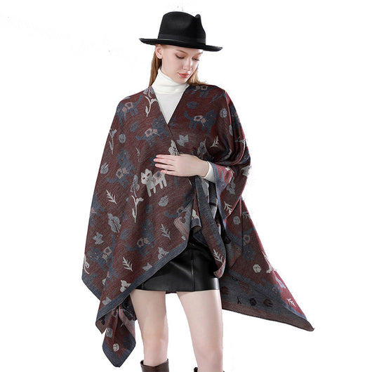 Poncho Cuadros Elegante para Viajes Invierno - Abrigo Cálido y Sofisticado - Image 64