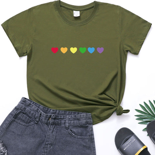 Playera Estampada Corazón Arcoíris Manga Corta - Image 9