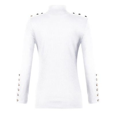 Blusa Básica de Cuello Alto con Botones - Colores Sólidos - Image 19