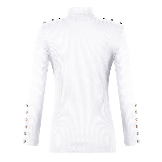 Blusa Básica de Cuello Alto con Botones - Colores Sólidos - Image 19