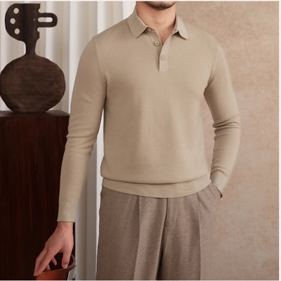 Polo de Cashmere Slim Fit con Solapa - Camisa Casual de Manga Larga - Image 8