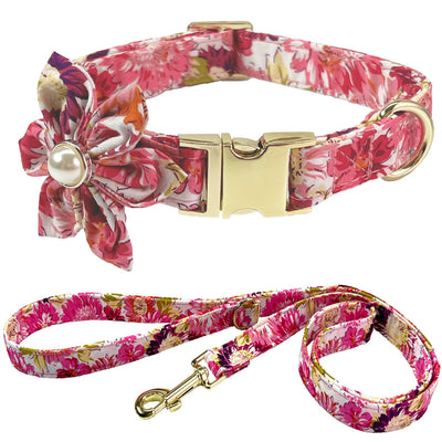 Collar Correa para Perro Mediano y Grande con Letras Personalizadas y Diseño Floral Metálico - Image 14