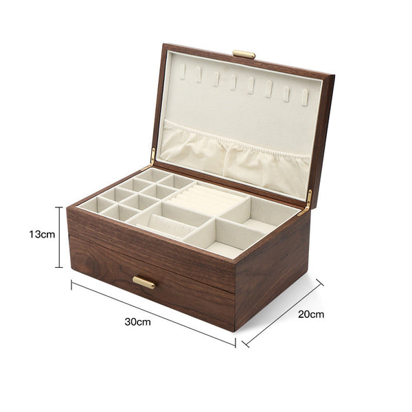 Caja de Joyas de Madera Nogal Negro Lujo Artesanal