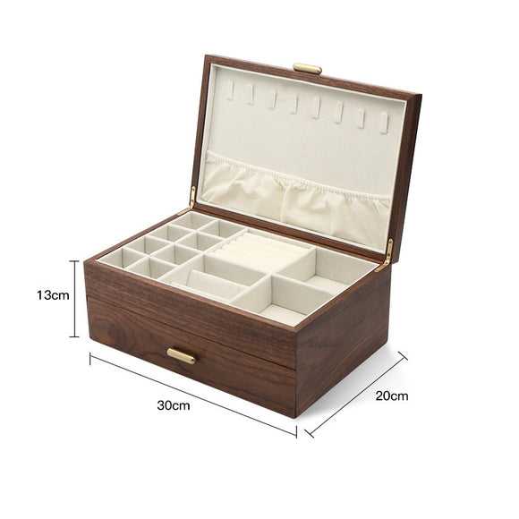 Caja de Joyas de Madera Nogal Negro Lujo Artesanal