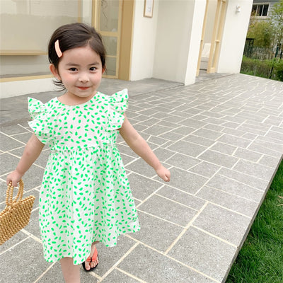 Vestido Princesa de Algodón para Niña con Escote V y Mangas Volantes - Image 10